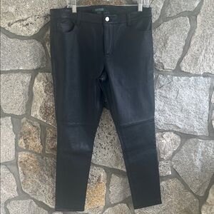 NWOT Lauren Ralph Lauren Black Lamb Leather Skinny Pants